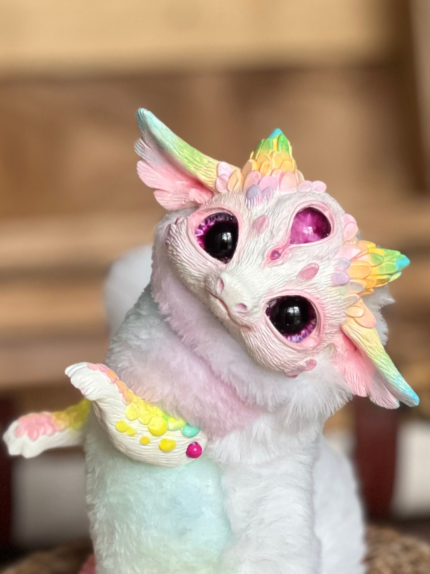 Arboreal baby dragon – bright rainbow – Gift of Mercury