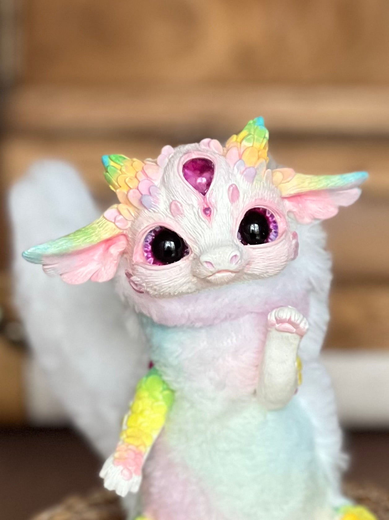 Arboreal baby dragon – bright rainbow – Gift of Mercury