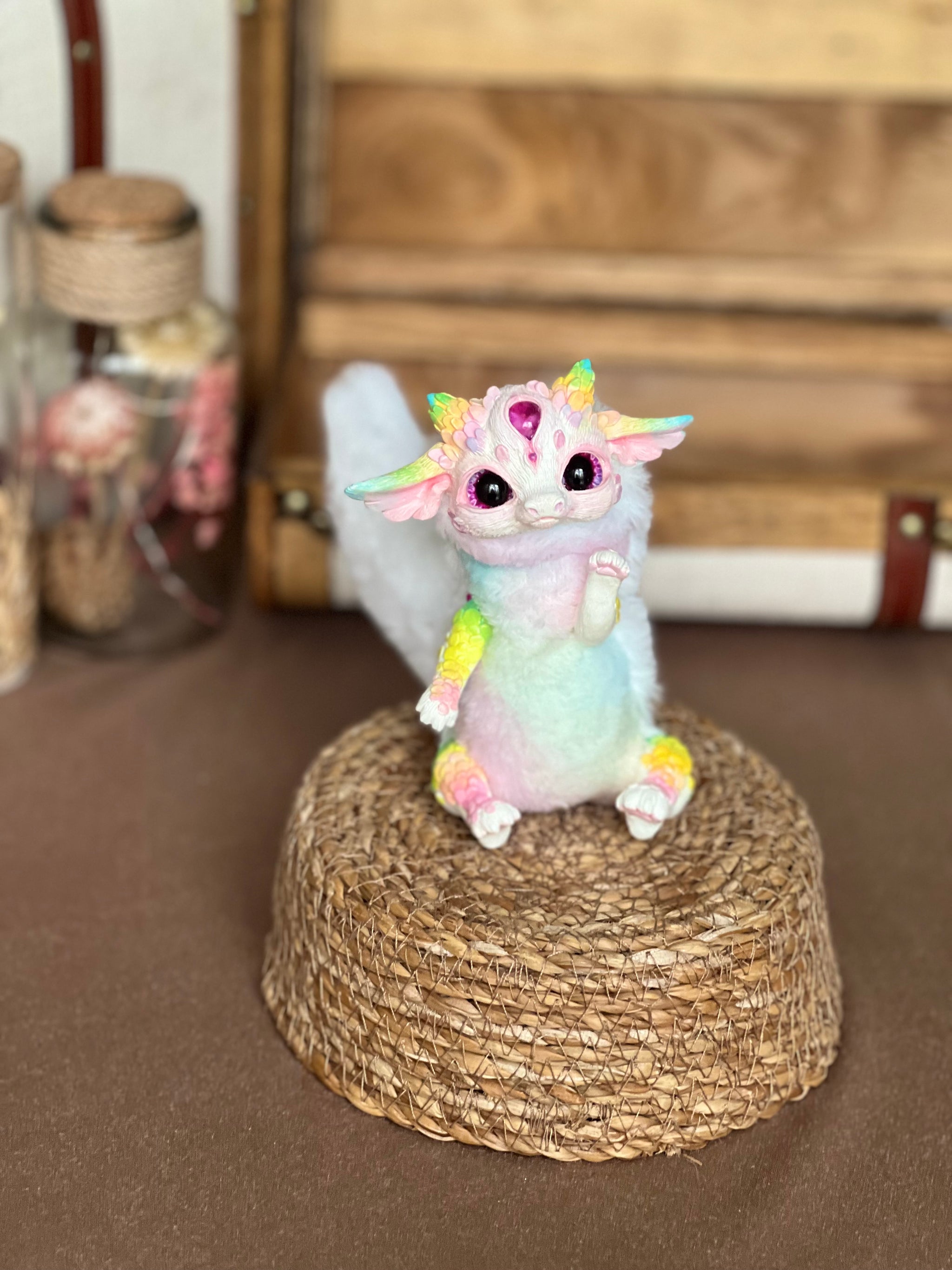 Arboreal baby dragon – bright rainbow – Gift of Mercury